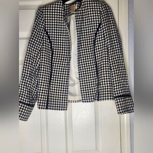 Nordstrom Studio 121  Houndstooth 14 WOOLBlend Lined Lngslv Women Open  Blazer
